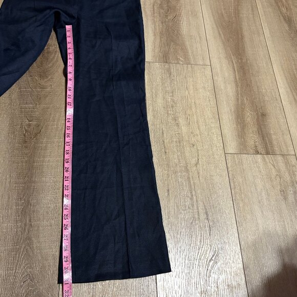 THEORY Emery Linen Pants Size 6 Navy Blue - Picture 9 of 13